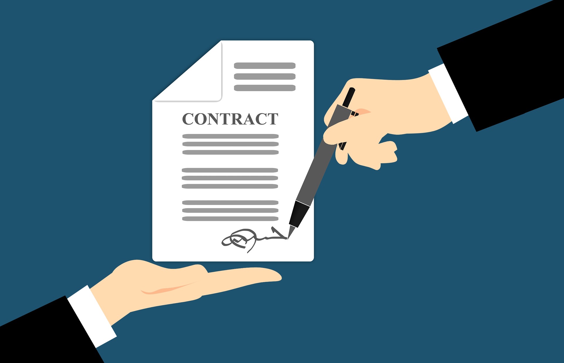 Document titled Contract being signed